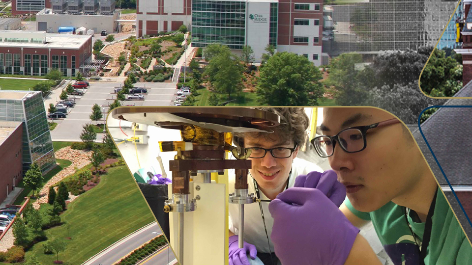collage image of the grounds of georgia tech and students working on a quantum device