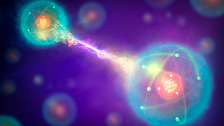 An illustration of two bonded atoms.