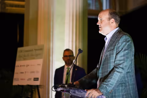 Bird Blitch of Patientco accepting his place in the ATDC Hall of Fame.
