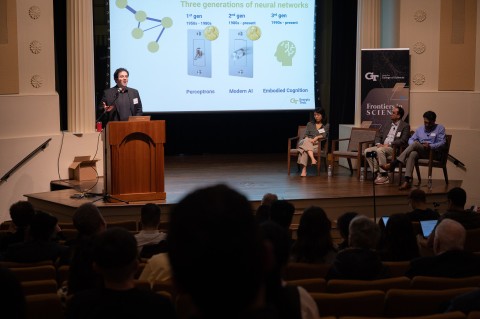 Psychology Chair Tansu Celikel presents his research during Frontiers in Science. Psychology Chair Tansu Celikel presents his research during Frontiers in Science.