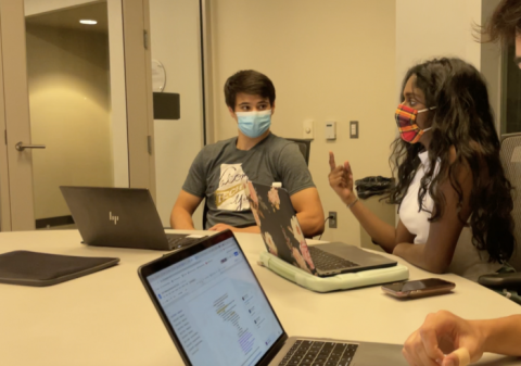 Chanda at the first in-person Student Hospital Connections Executive Board meeting of her presidency. Chanda at the first in-person Student Hospital Connections Executive Board meeting of her presidency.